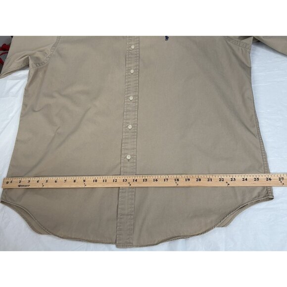 Vintage 90s Ralph Lauren Blake Shirt Mens L Tan Long Sleeve Oxford Button Preppy - Picture 13 of 16